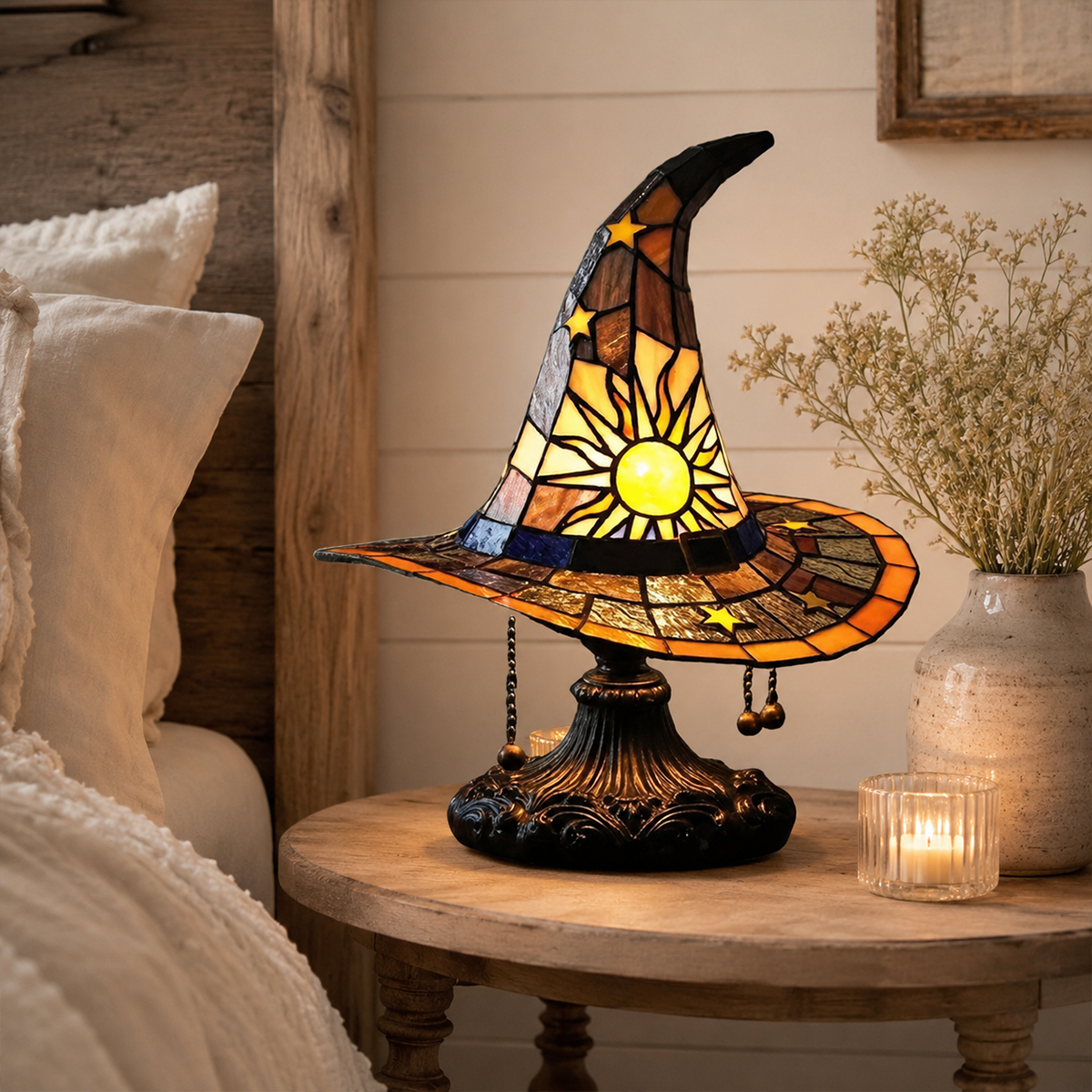 ♠️Witch Hat Stained Glass Style Night Light🎁