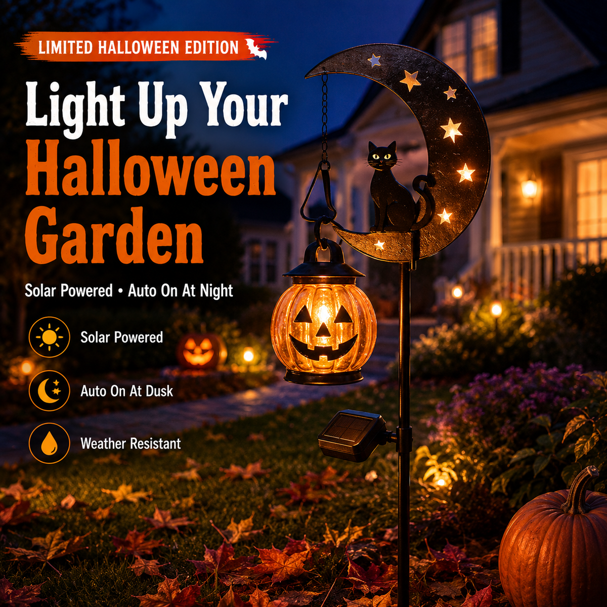 🎃Solar Halloween Garden Stake Light 🌙Spooky Outdoor Yard Decor for Garden, Porch & Pathway