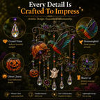 🎃 Halloween Hummingbird Wind Chime | Crystal Garden Hanging Decor