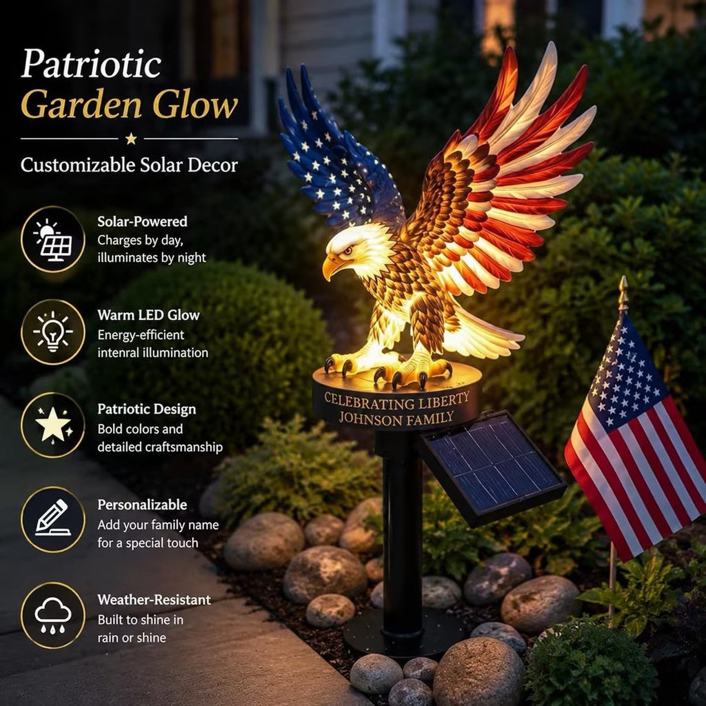 🦅 Personalized Solar Eagle Garden Light