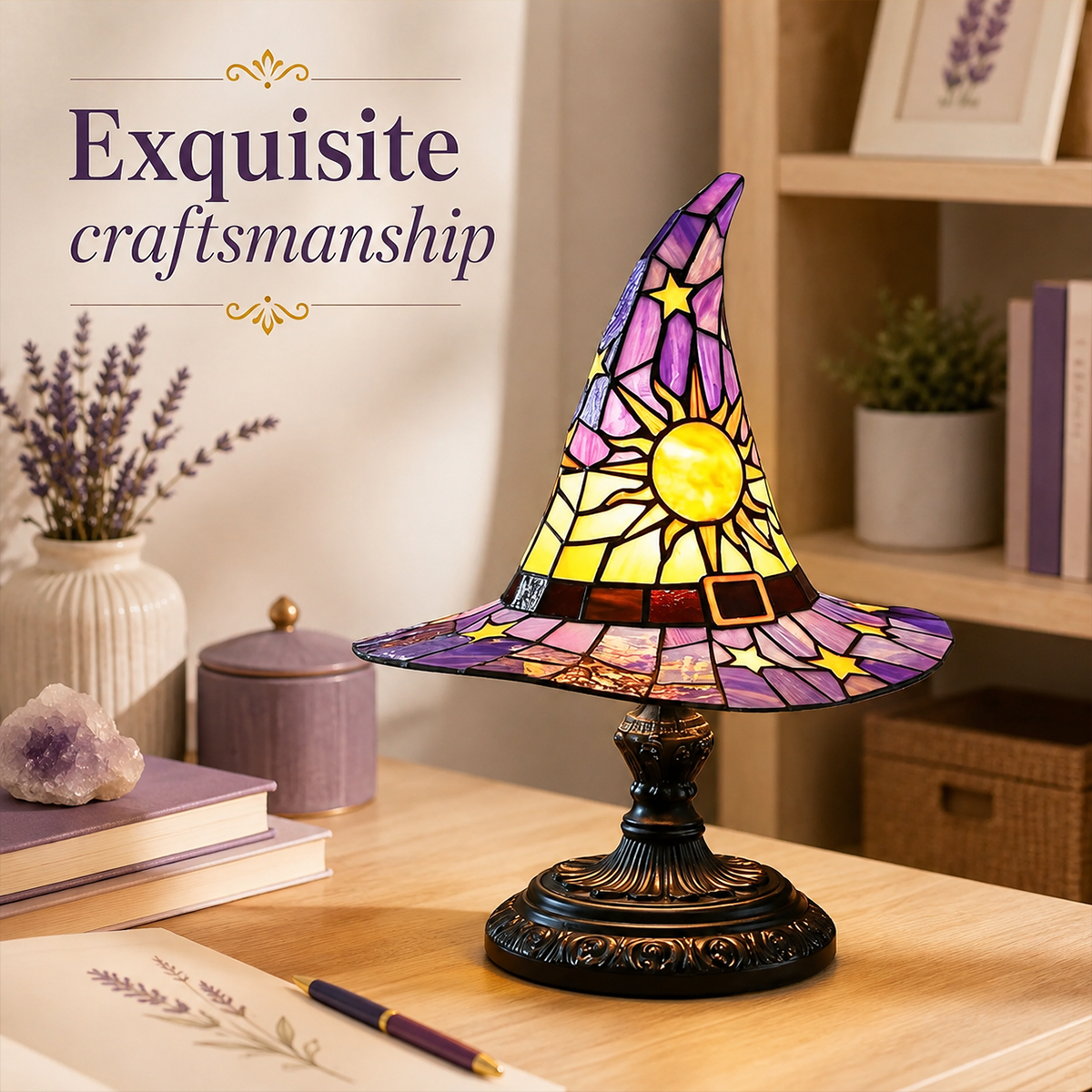 ♠️Witch Hat Stained Glass Style Night Light🎁