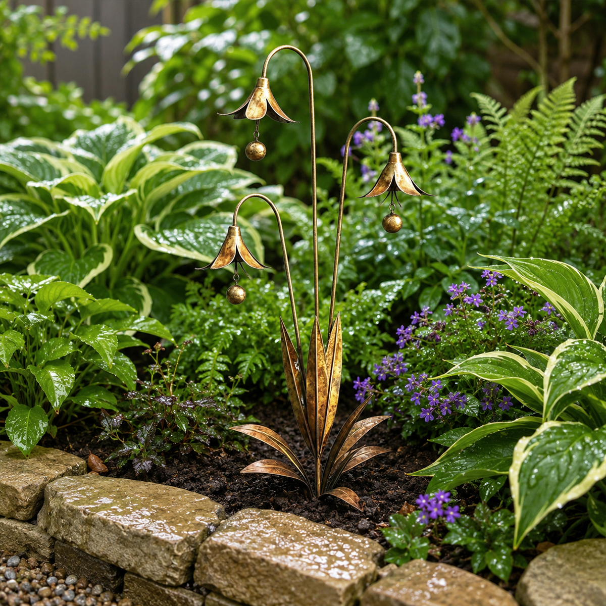 🔔 Enchanting Blue Bellflower Garden Stakes – Add Charm & Gentle Melody to Your Outdoor Space