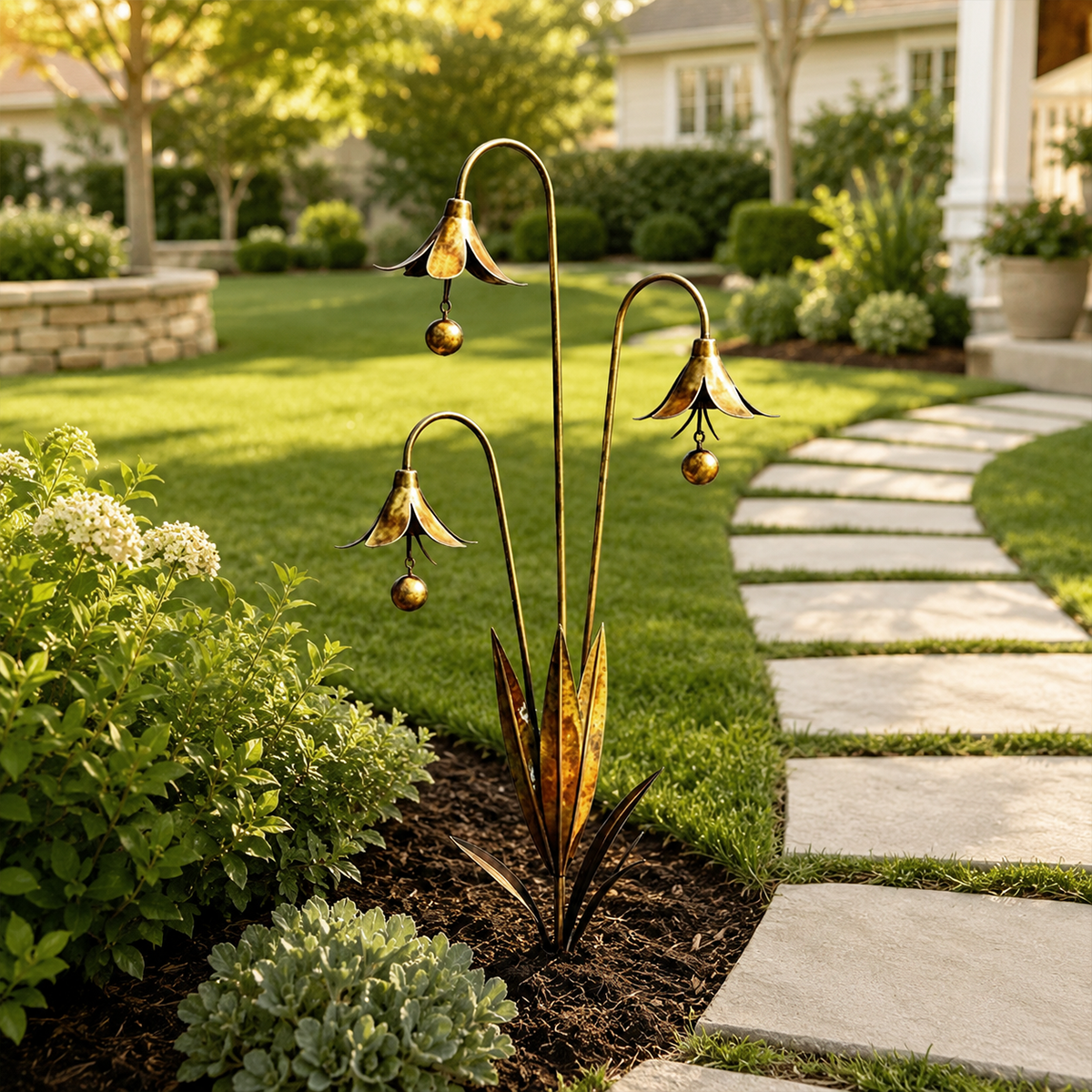 🔔 Enchanting Blue Bellflower Garden Stakes – Add Charm & Gentle Melody to Your Outdoor Space