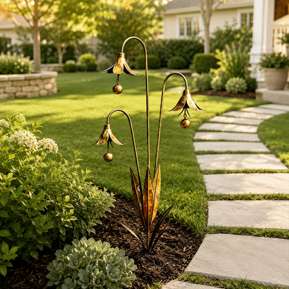 🔔 Enchanting Blue Bellflower Garden Stakes – Add Charm & Gentle Melody to Your Outdoor Space