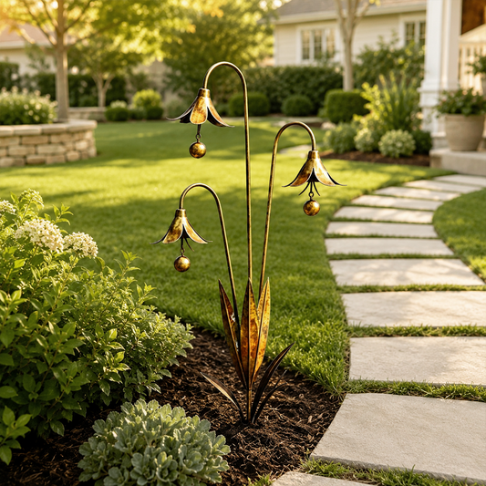 🔔 Enchanting Blue Bellflower Garden Stakes – Add Charm & Gentle Melody to Your Outdoor Space