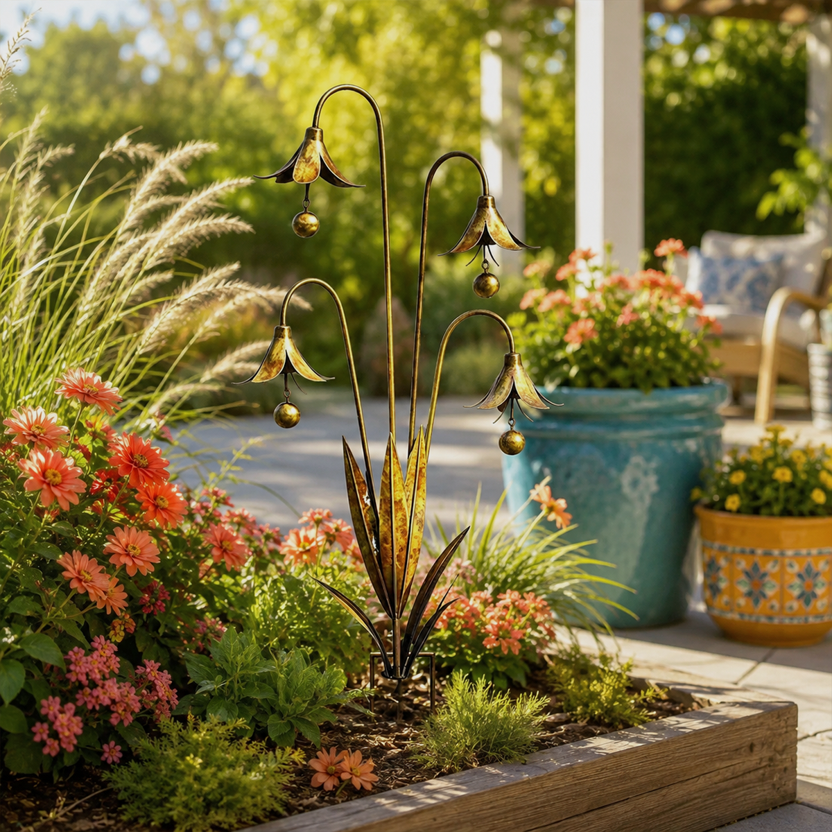 🔔 Enchanting Blue Bellflower Garden Stakes – Add Charm & Gentle Melody to Your Outdoor Space
