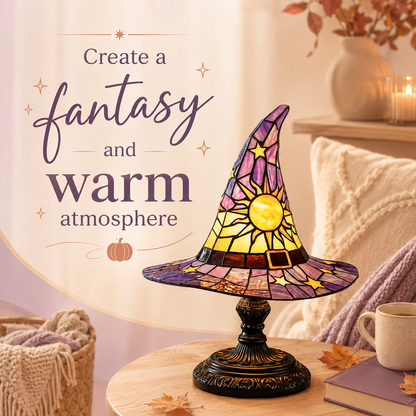 ♠️Witch Hat Stained Glass Style Night Light🎁