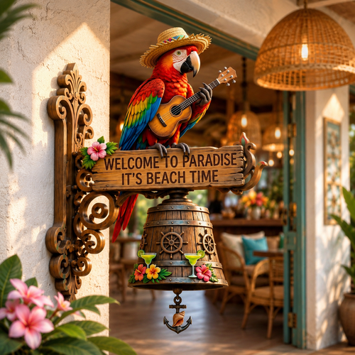 🐠 "Island Vibes Lover Paradise Welcome to Paradise" Tropical Wall Bell