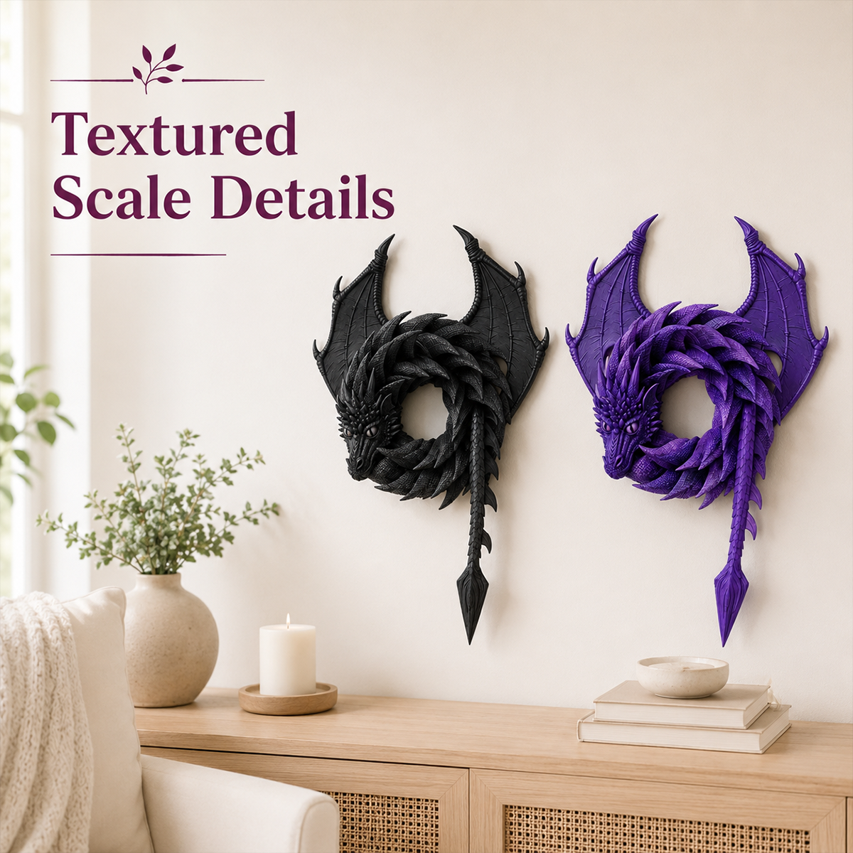 💜Enchanting Fantasy! ✨Handmade Dragon Wreath🐉