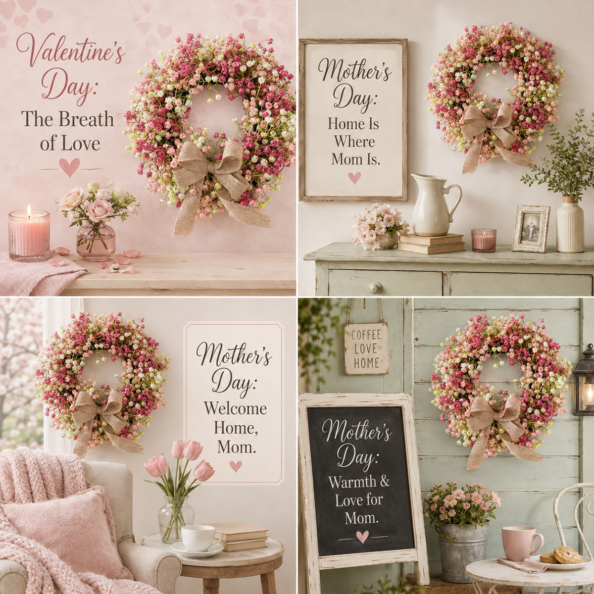 🌿 Artificial Floral Wreath 30cm | Spring Door Wall Decor