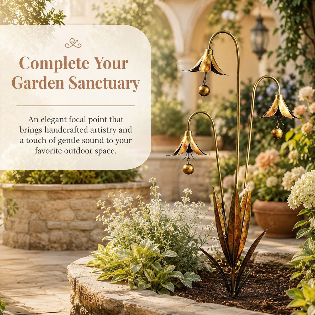 🔔 Enchanting Blue Bellflower Garden Stakes – Add Charm & Gentle Melody to Your Outdoor Space