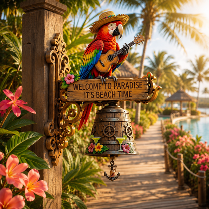 🐠 "Island Vibes Lover Paradise Welcome to Paradise" Tropical Wall Bell