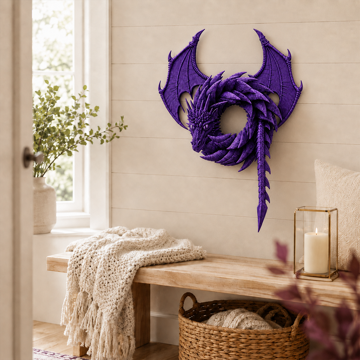 💜Enchanting Fantasy! ✨Handmade Dragon Wreath🐉