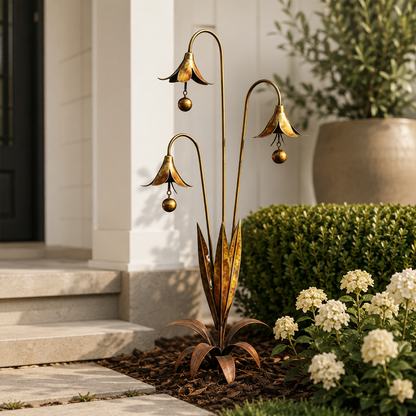 🔔 Enchanting Blue Bellflower Garden Stakes – Add Charm & Gentle Melody to Your Outdoor Space