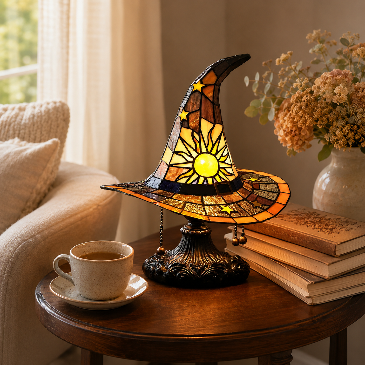 ♠️Witch Hat Stained Glass Style Night Light🎁
