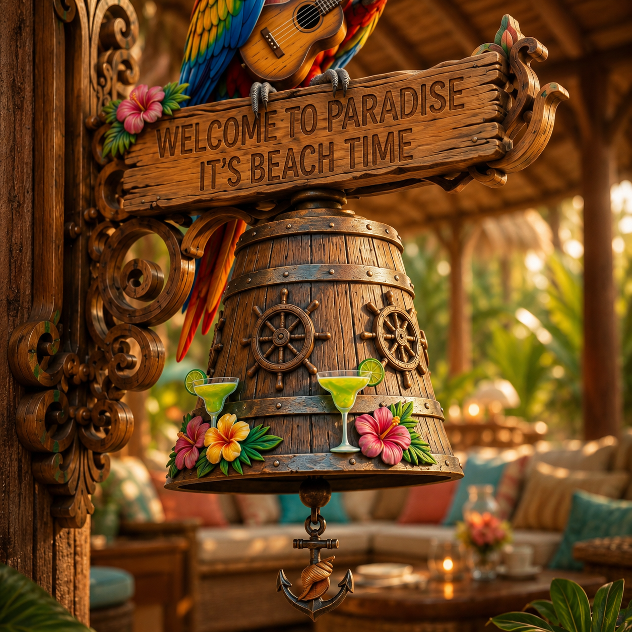 🐠 "Island Vibes Lover Paradise Welcome to Paradise" Tropical Wall Bell