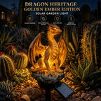 🐉Gothic Dragon Golden Fire Solar Landscape Light✨