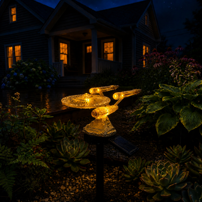 🚀 Sci-Fi Starship Solar Garden Light ✨ Light Up Your Outdoor Space