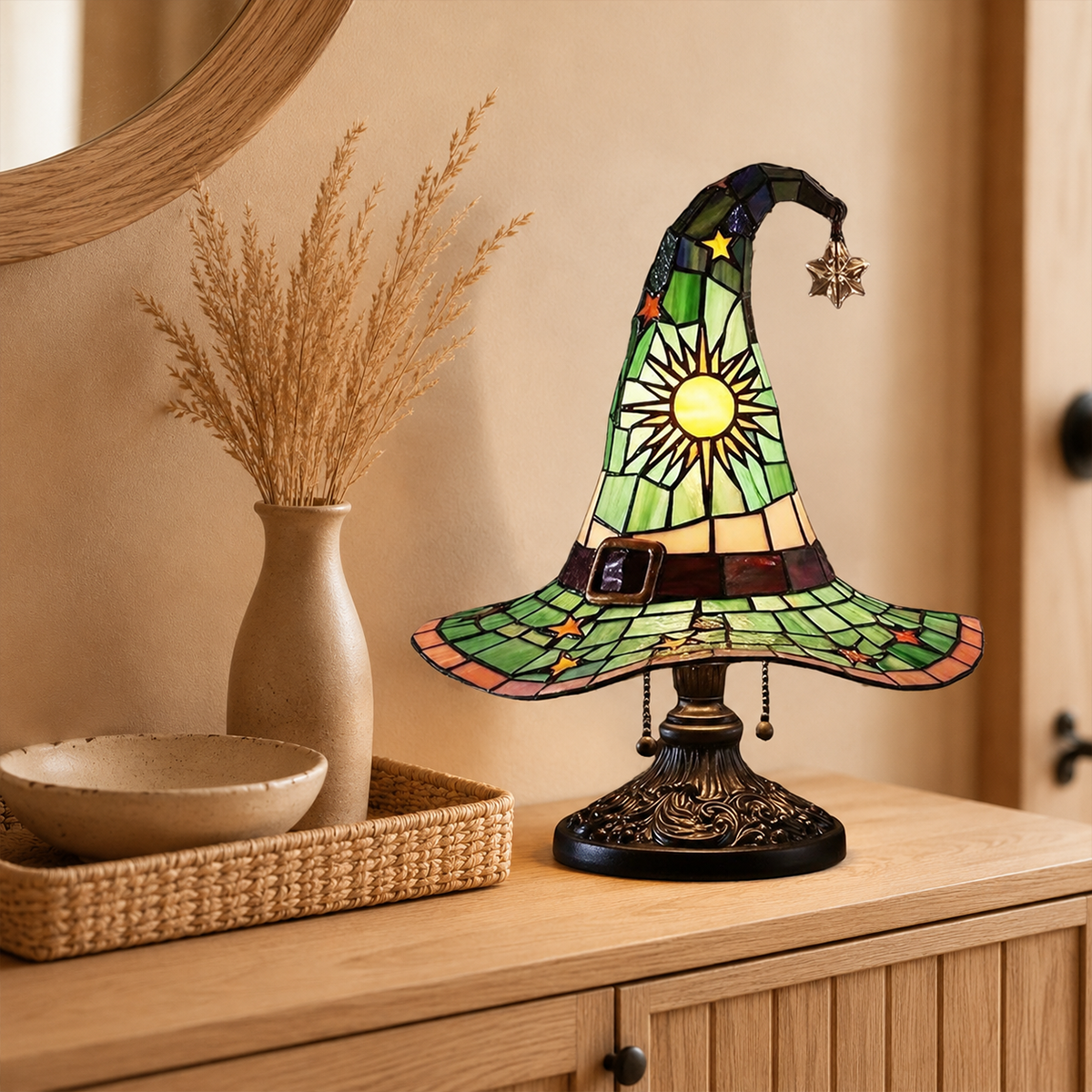 ♠️Witch Hat Stained Glass Style Night Light🎁