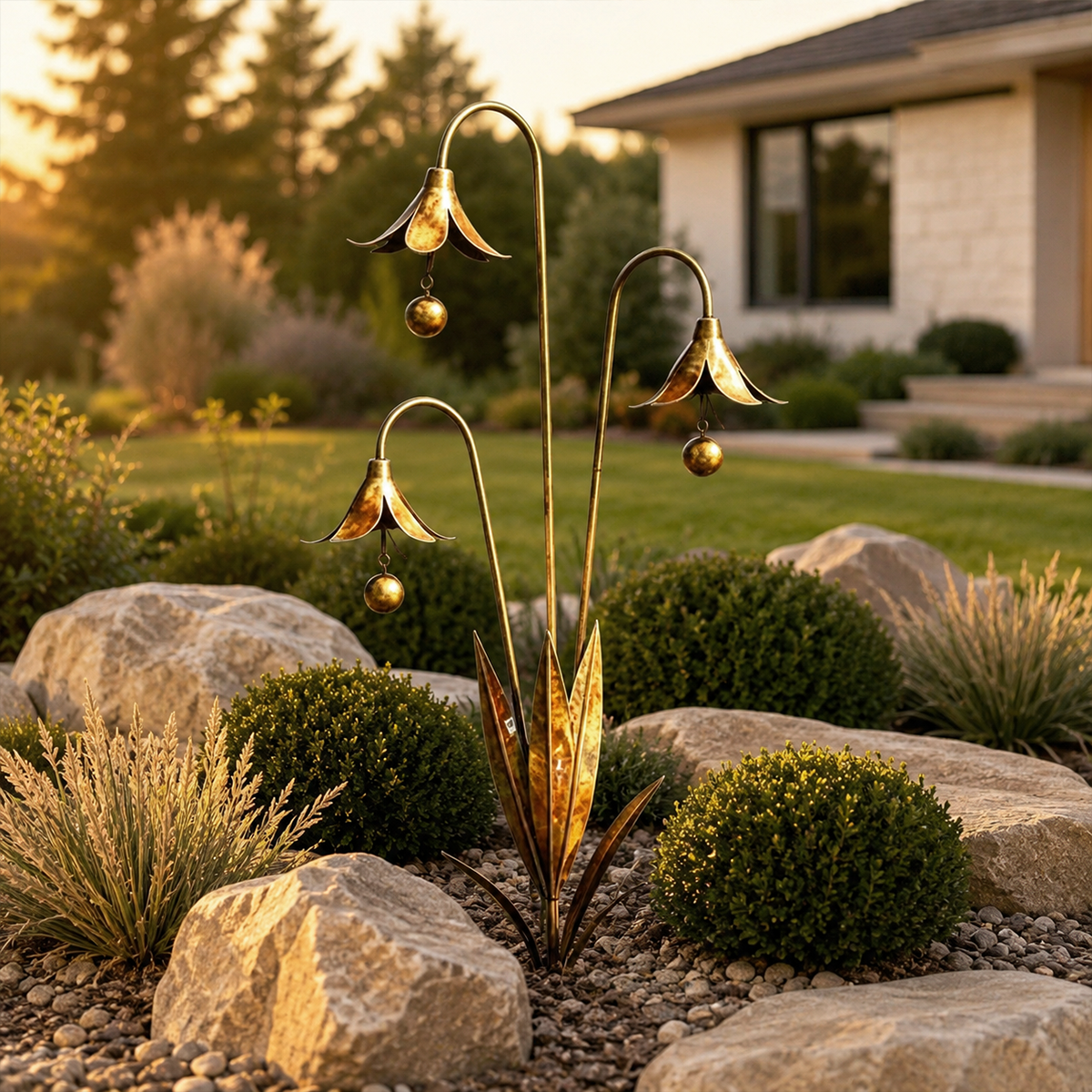 🔔 Enchanting Blue Bellflower Garden Stakes – Add Charm & Gentle Melody to Your Outdoor Space