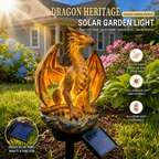 🐉Gothic Dragon Golden Fire Solar Landscape Light✨