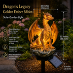 🐉Gothic Dragon Golden Fire Solar Landscape Light✨