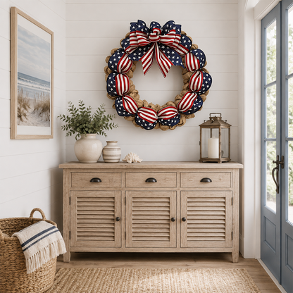 🌿 Pine Cone Wreath with Bow | Front Door Decoration