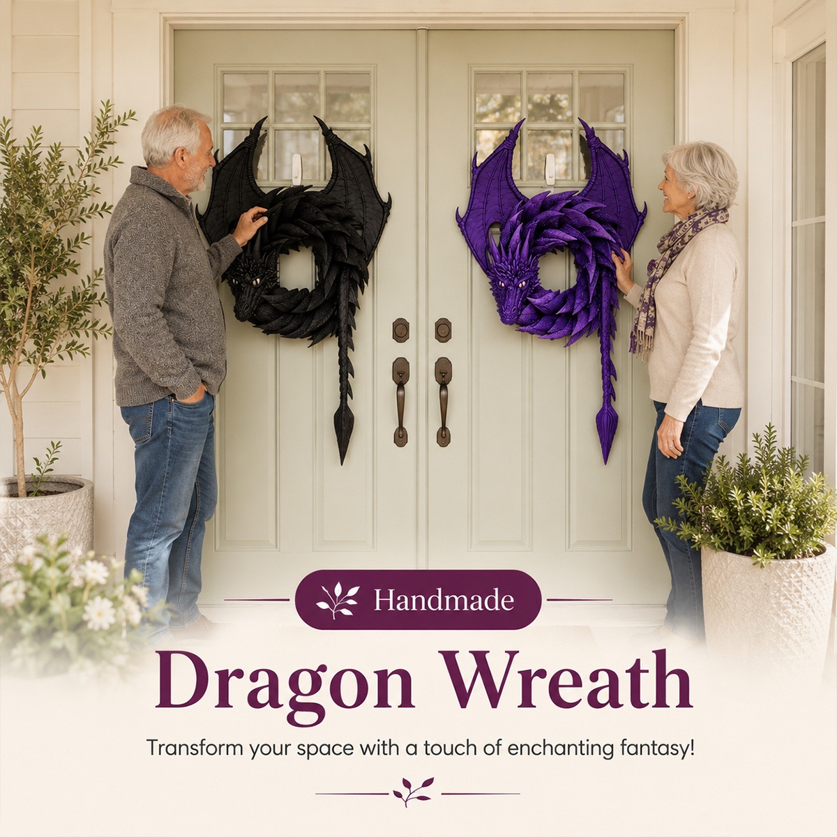 💜Enchanting Fantasy! ✨Handmade Dragon Wreath🐉
