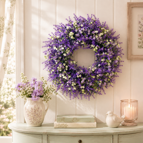🌿 Artificial Floral Wreath 30cm | Spring Door Wall Decor