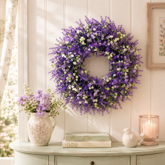 🌿 Artificial Floral Wreath 30cm | Spring Door Wall Decor