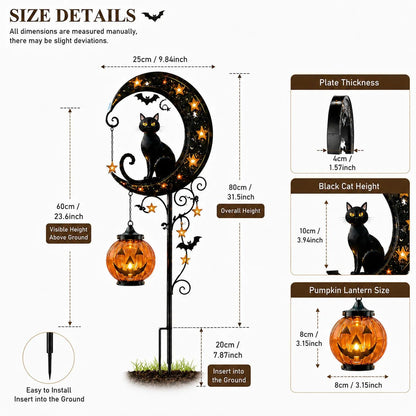 ⏰Last day Promotion 🔥-👻 Solar Halloween Garden Stake Light with Black Cat & Pumpkin