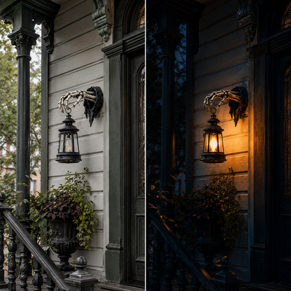 🔥🕯️Light Up The Dark Side-Skeleton Hand Wall Lantern💀🖤