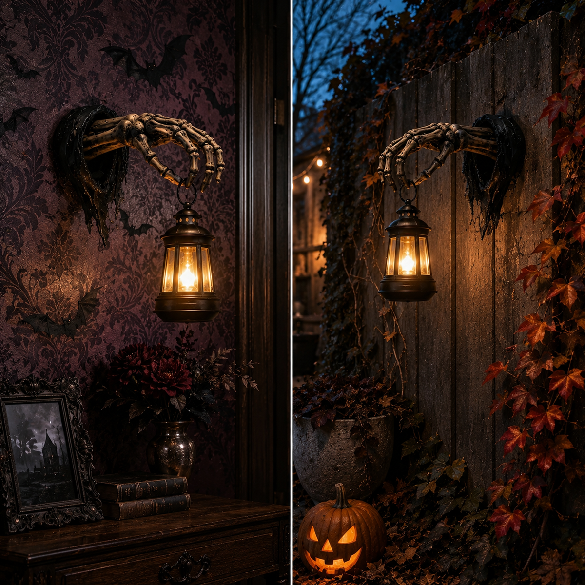 🔥🕯️Light Up The Dark Side-Skeleton Hand Wall Lantern💀🖤