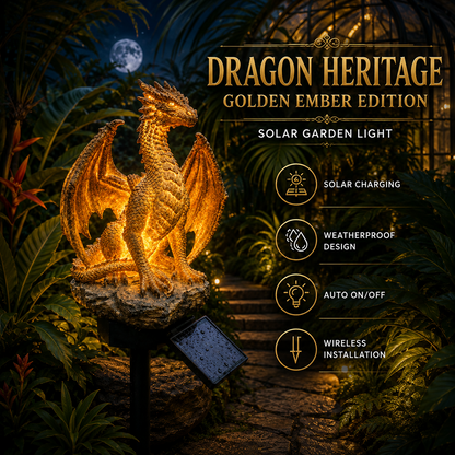 🐉Gothic Dragon Golden Fire Solar Landscape Light✨