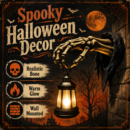 🔥🕯️Light Up The Dark Side-Skeleton Hand Wall Lantern💀🖤