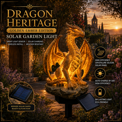 🐉Gothic Dragon Golden Fire Solar Landscape Light✨