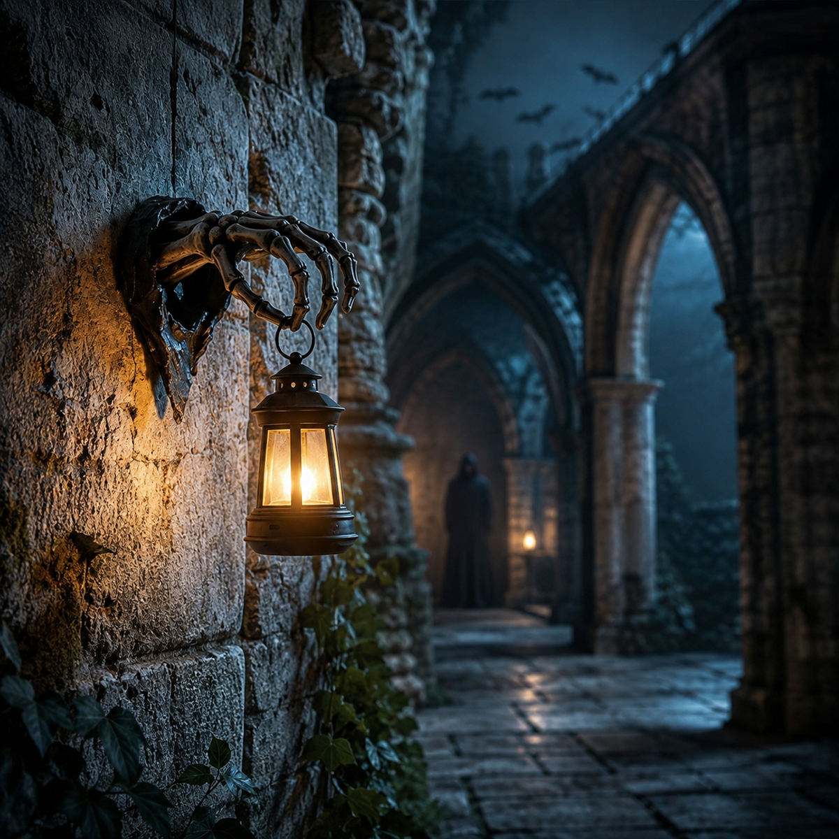 🔥🕯️Light Up The Dark Side-Skeleton Hand Wall Lantern💀🖤