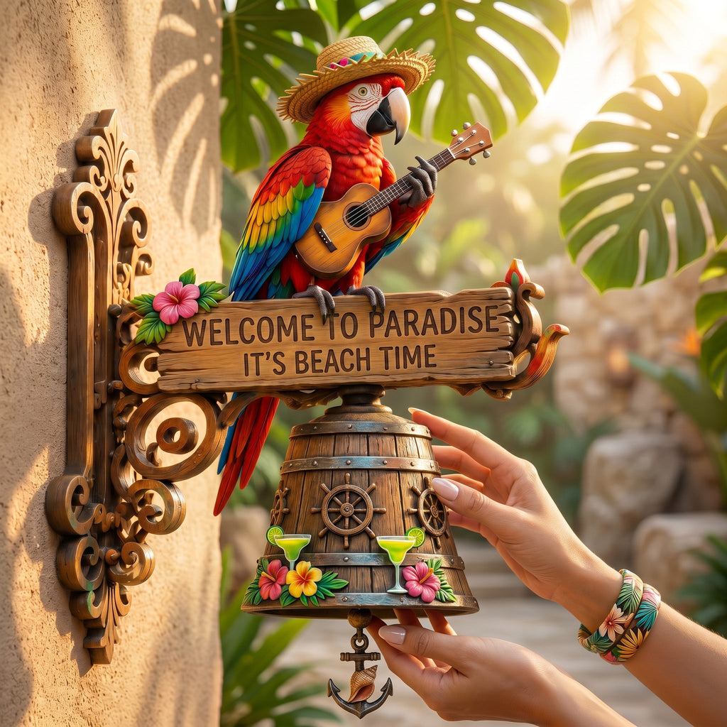 🔥Last Day 49% OFF Sola🔥-🐠 "Island Vibes Lover Paradise Welcome to Paradise" Tropical Wall Bell