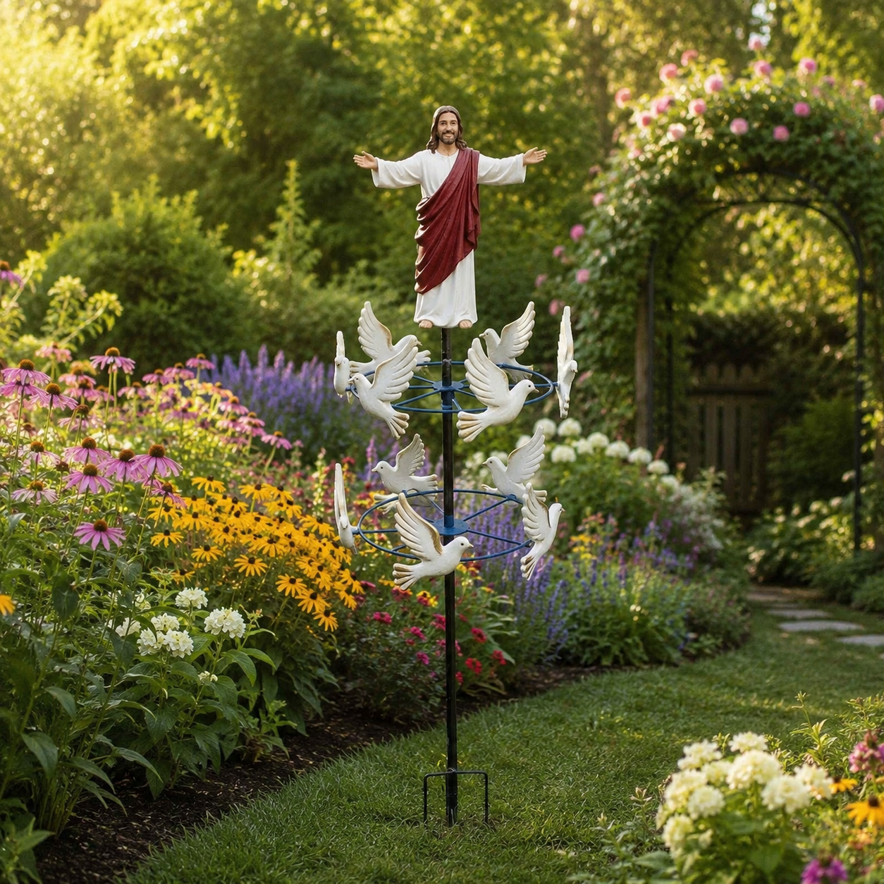 🔔Perfect For Christian✝️The Divine Jesus & Holy Dove Garden Wind Spinner🕊️