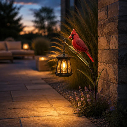 🐦  Metal Redbird Solar Garden Stake