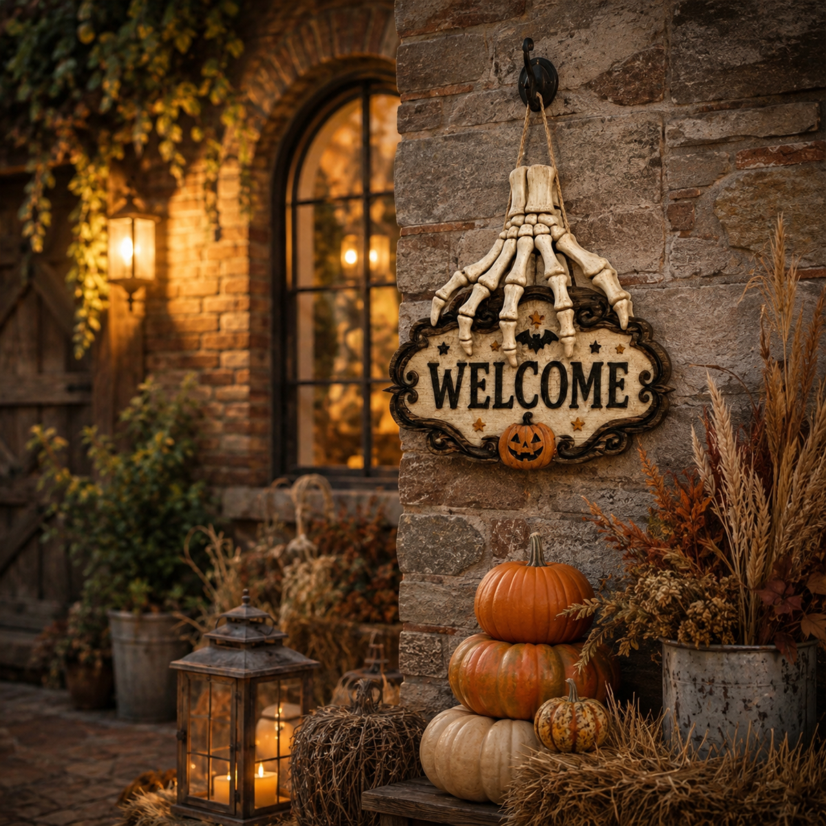 💀Skeleton Hand Welcome Sign | Creepy Halloween Door Hanging Decoration