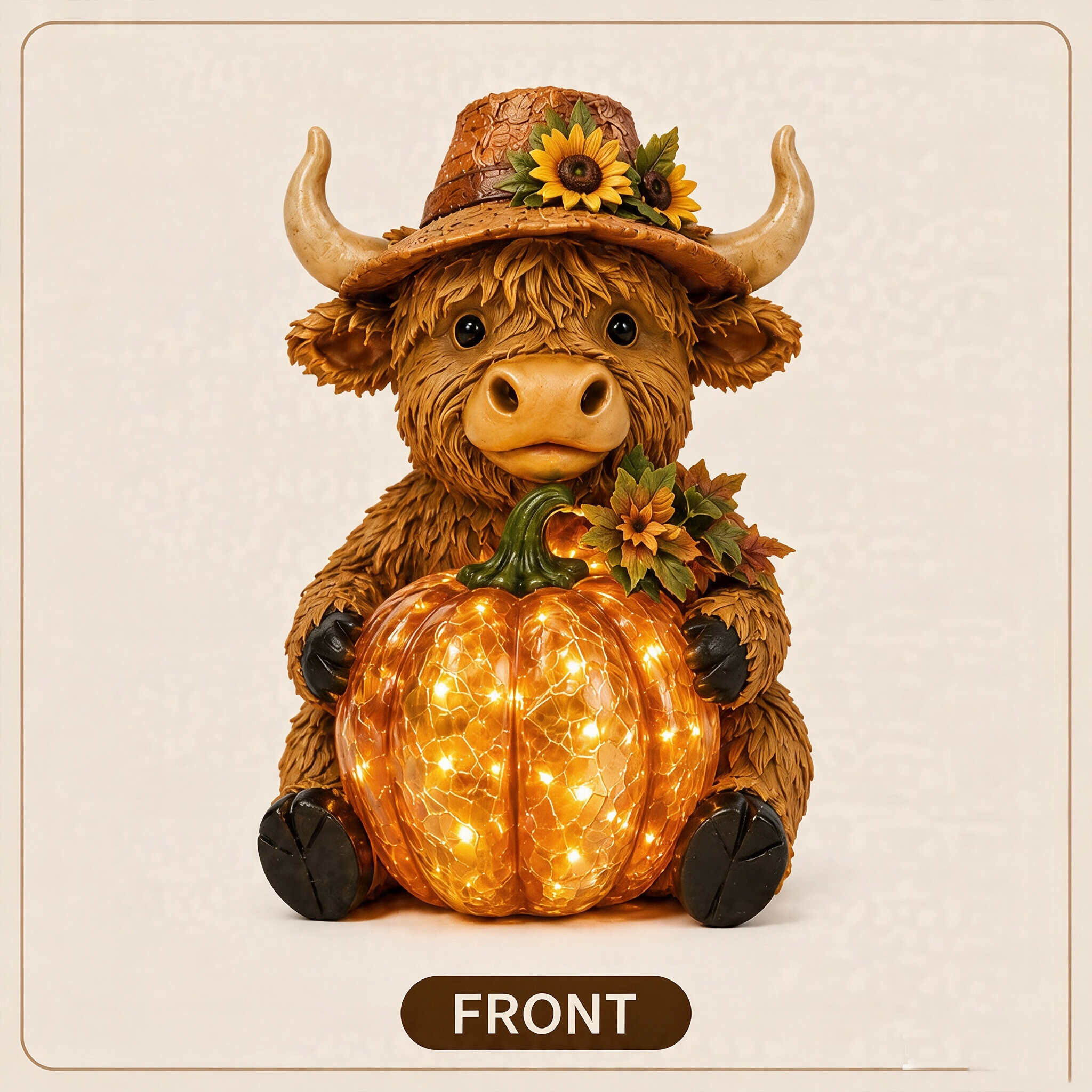🎃🔥 Hot Sale 50% OFF🔥 Solar Highland Cow Pumpkin Lantern | Perfect Outdoor Decoration for Porch & Lawn