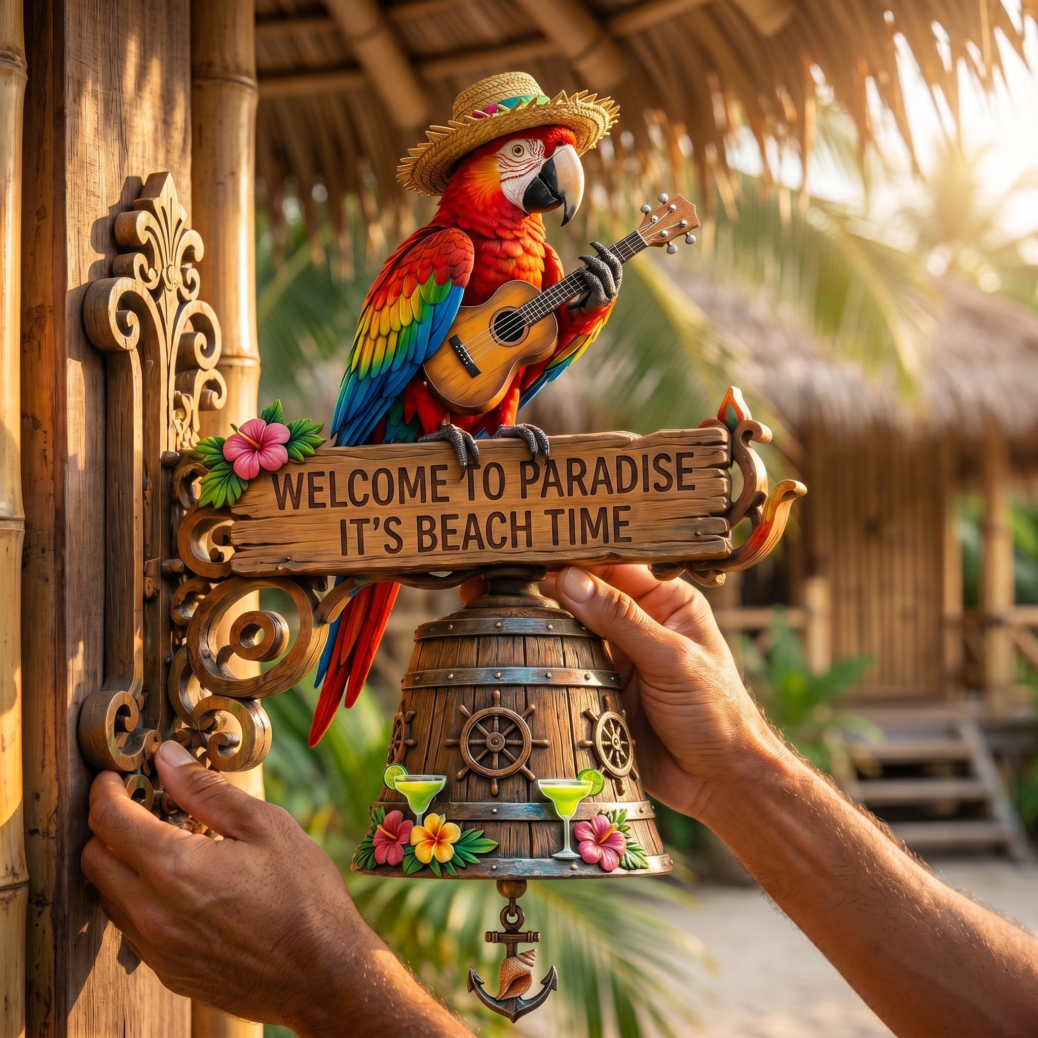 🔥Last Day 49% OFF Sola🔥-🐠 "Island Vibes Lover Paradise Welcome to Paradise" Tropical Wall Bell