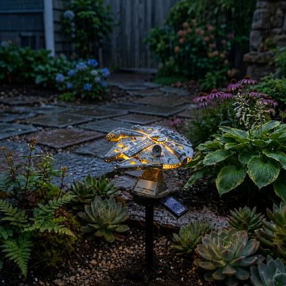 🚀 Sci-Fi Starship Solar Garden Light ✨ Light Up Your Outdoor Space