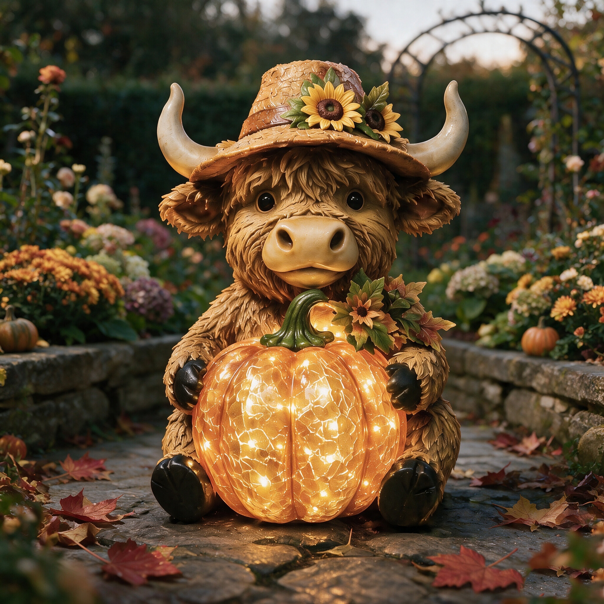 🎃🔥 Hot Sale 50% OFF🔥 Solar Highland Cow Pumpkin Lantern | Perfect Outdoor Decoration for Porch & Lawn
