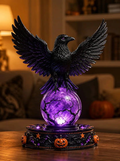 🎃Halloween Raven Crystal Ball Lighted Decor👻