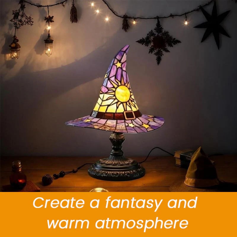 ♠️Witch Hat Stained Glass Style Night Light🎁