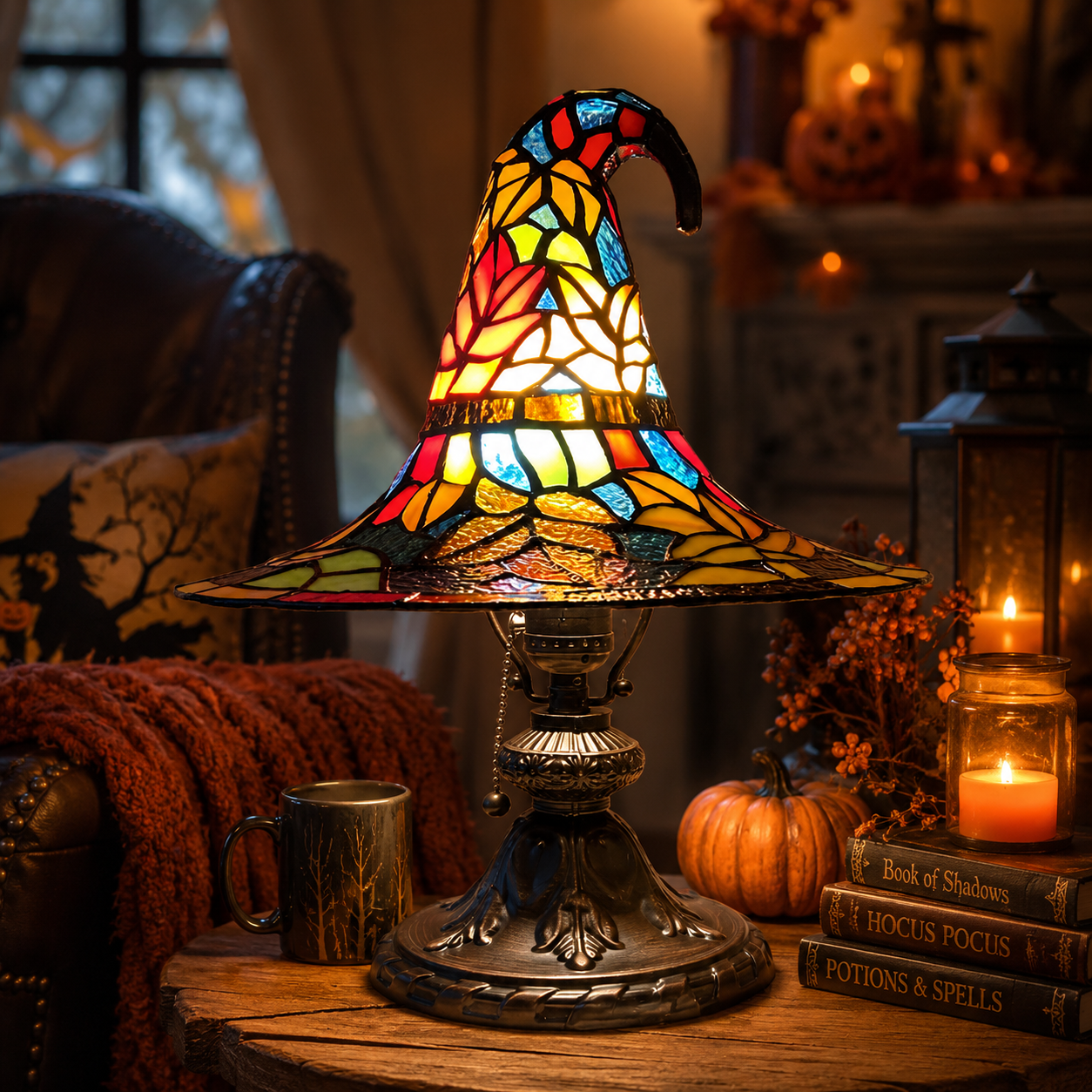 ♠️Witch Hat Stained Glass Style Night Light🎁