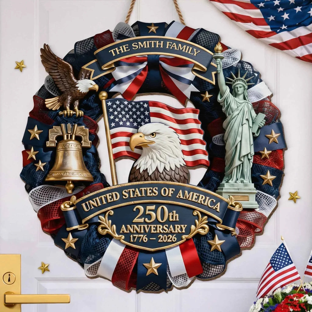 🎁 Custom Wood Sign | America 250th Anniversary Family Gift