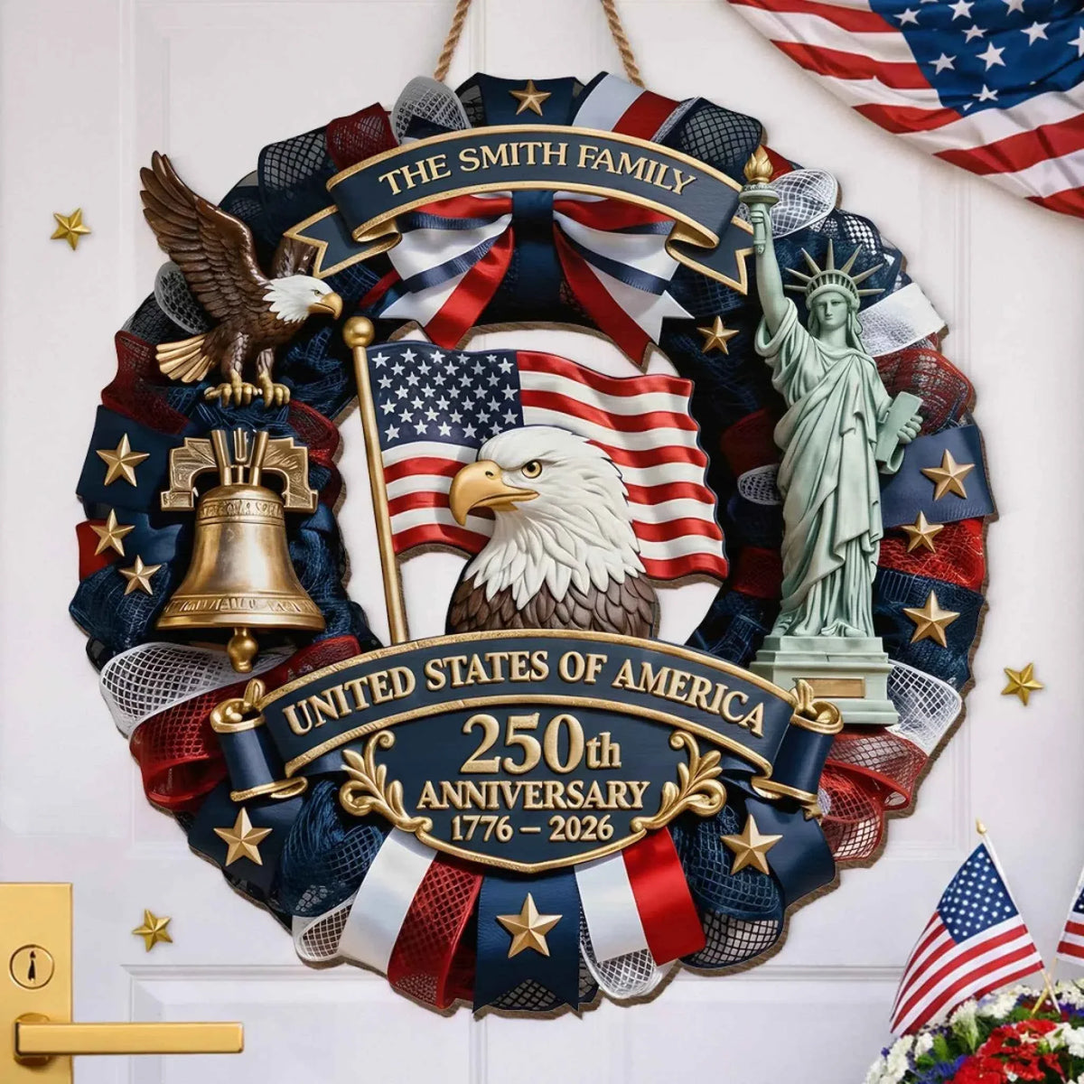 🎁 Custom Wood Sign | America 250th Anniversary Family Gift